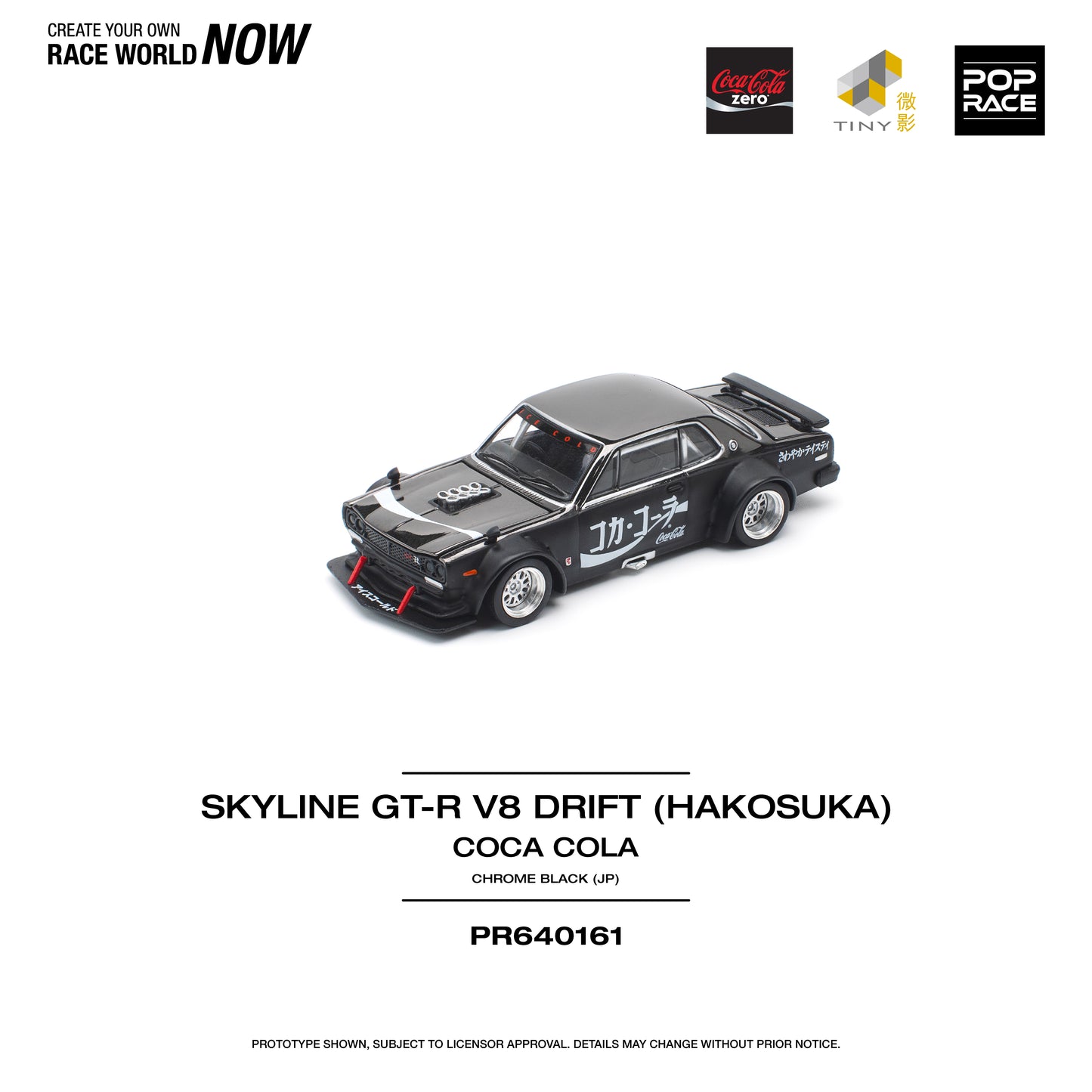 **PRE ORDER** Pop Race Nissan Skyline GT-R Drift Hakosuka - Coca Cola Zero JP Black Chrome