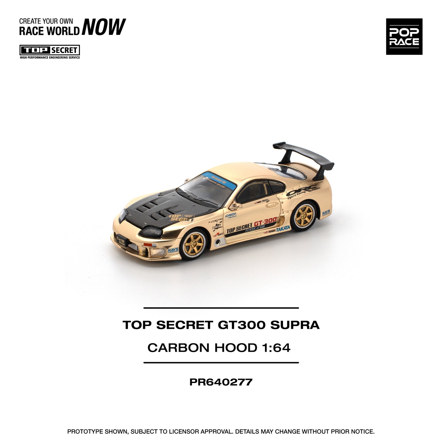 **PRE ORDER** Pop Race Toyota Supra Top Secret GT300 - Chrome / Gold