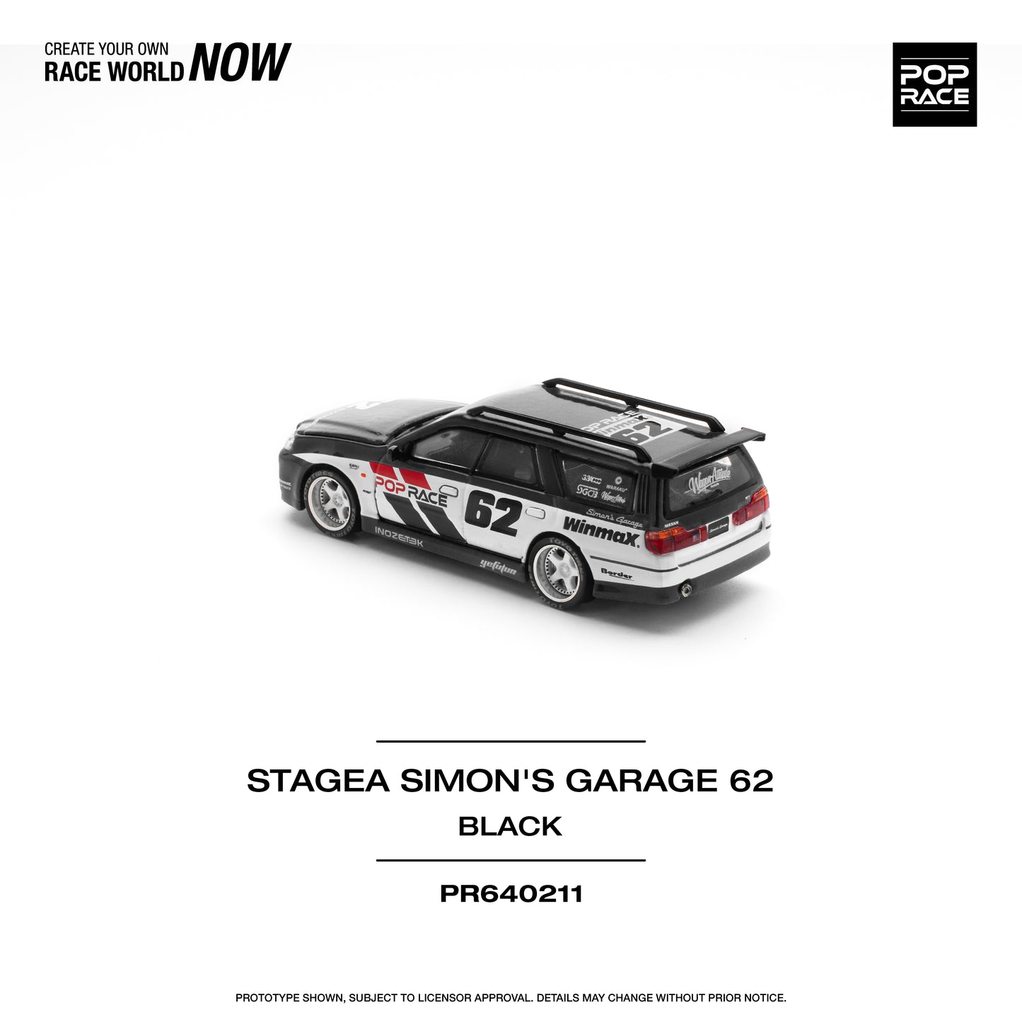 **PRE ORDER** Pop Race Nissan Stagea Simon's Garage #62 - Black