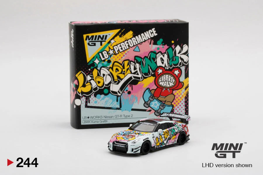 Mini GT LBWK Nissan GT-R R35 LBWK Kuma Grafitti & LB Silhouette Works 35GT-RR Set MGT00244 / MGT00245