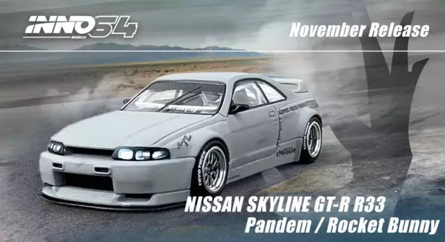 INNO64 Nissan Skyline R33 GTR Pandem / Rocket Bunny" Cement Grey Matte"