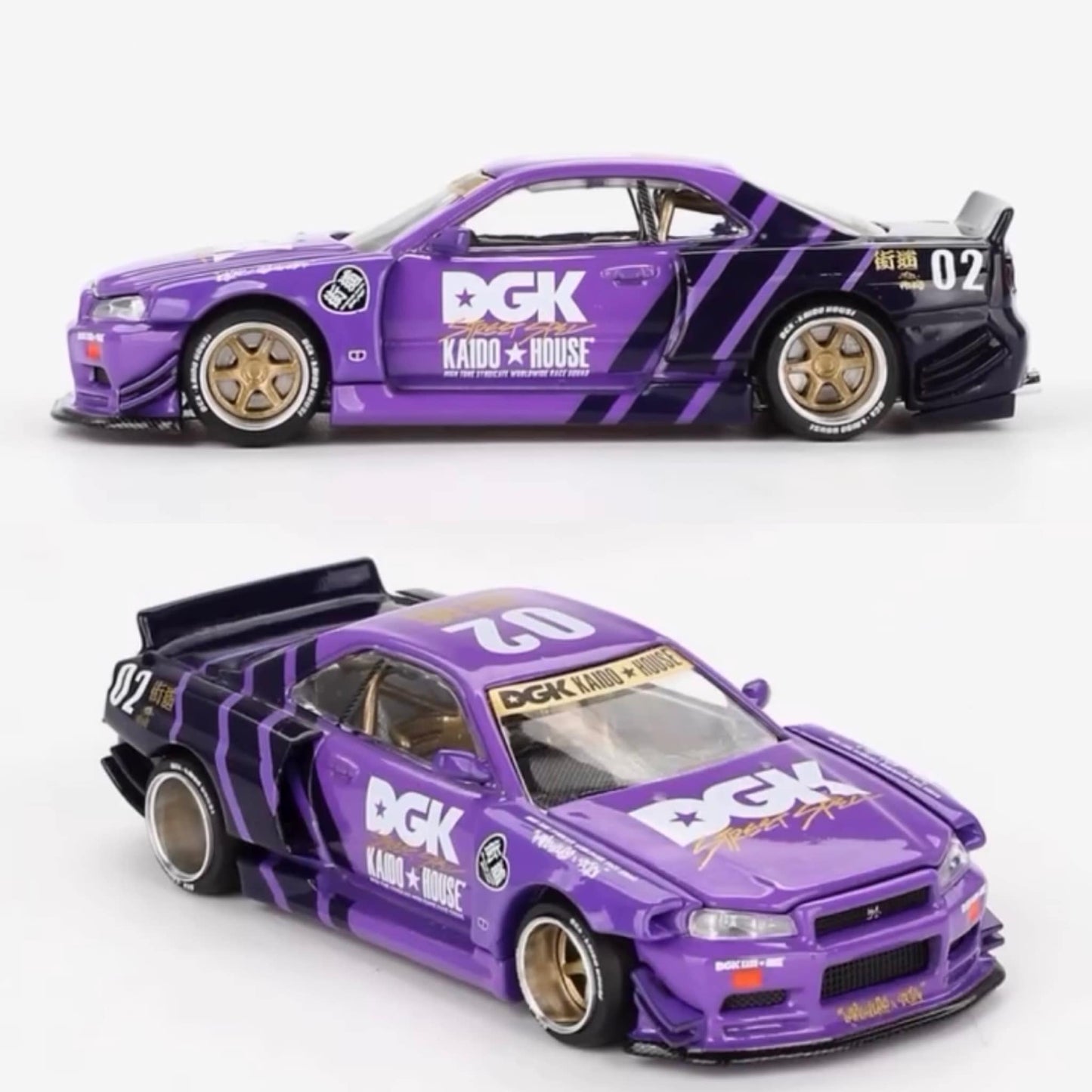 Kaido House x Mini GT Nissan Skyline R34 GTR - DGK Collaboration