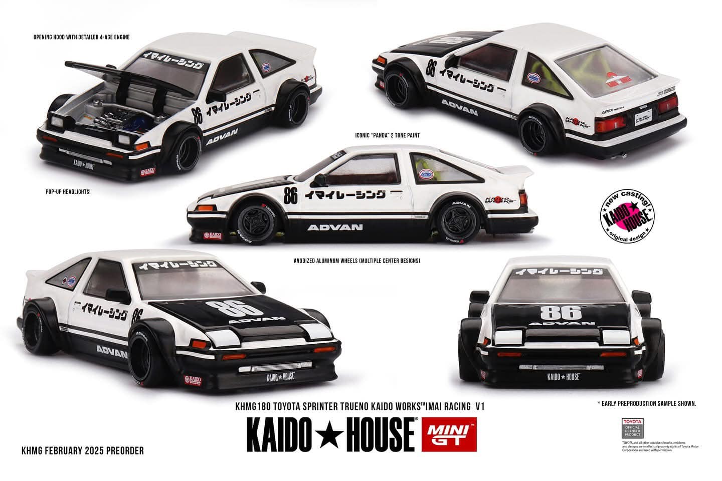 **PRE ORDER** Kaido House x Mini GT Toyota Sprinter Trueno Kaido Works IMA Racing V1 KHMG180