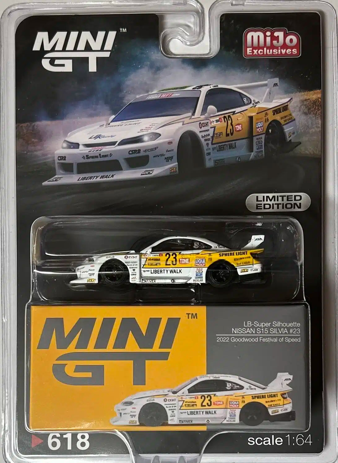 Mini GT Nissan Silvia S15 LB-Super Silhouette #23 2022 Goodwood Festival Of Speed Blister MGT00618