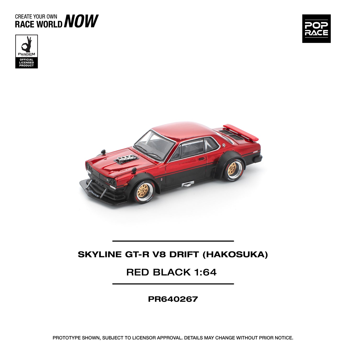 **PRE ORDER** Pop Race Nissan Skyline GT-R V8 Drift Hakosuka - Red / Black
