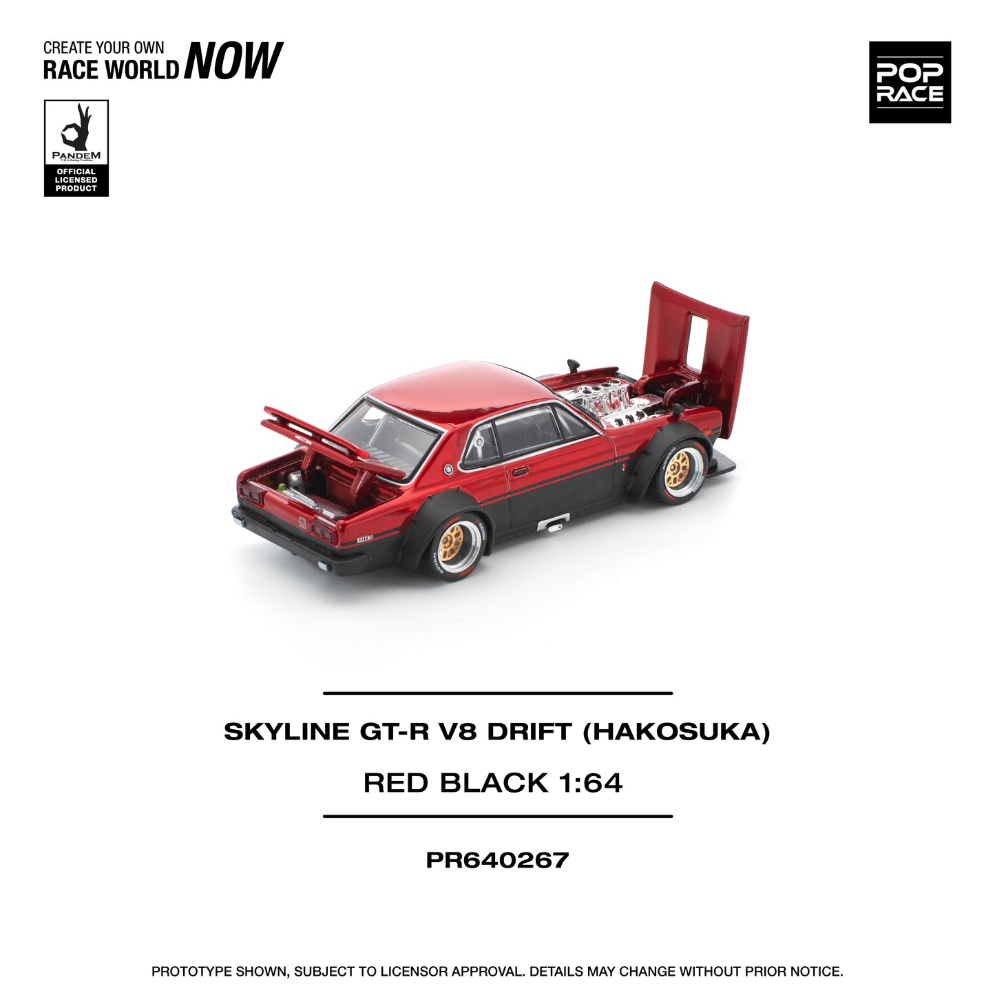 **PRE ORDER** Pop Race Nissan Skyline GT-R V8 Drift Hakosuka - Red / Black
