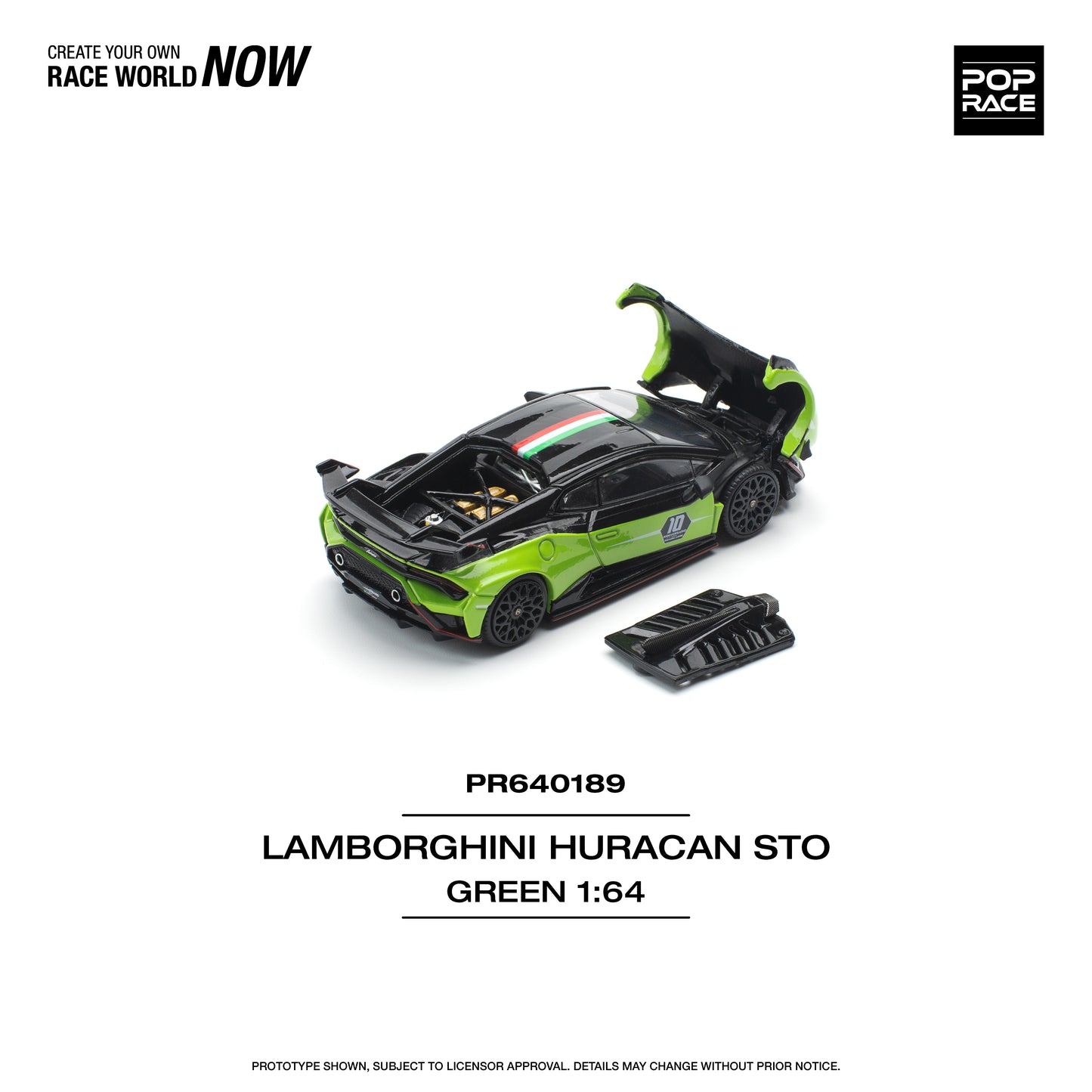 **PRE ORDER** Pop Race Lamborghini Huracan STO (LP640-2) 10 Anniversario - Green / Black