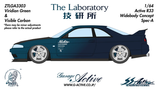 **PRE ORDER** The Laboratory Garage Active Nissan R33 Widebody Concept Spec-A By Zonzo Studio - Chrome Blue (Carbon Engine Hood)