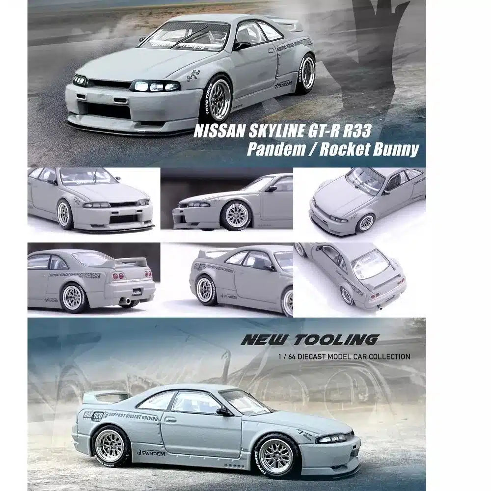 INNO64 Nissan Skyline R33 GTR Pandem Rocket Bunny Cement Grey Matte Redline Diecast