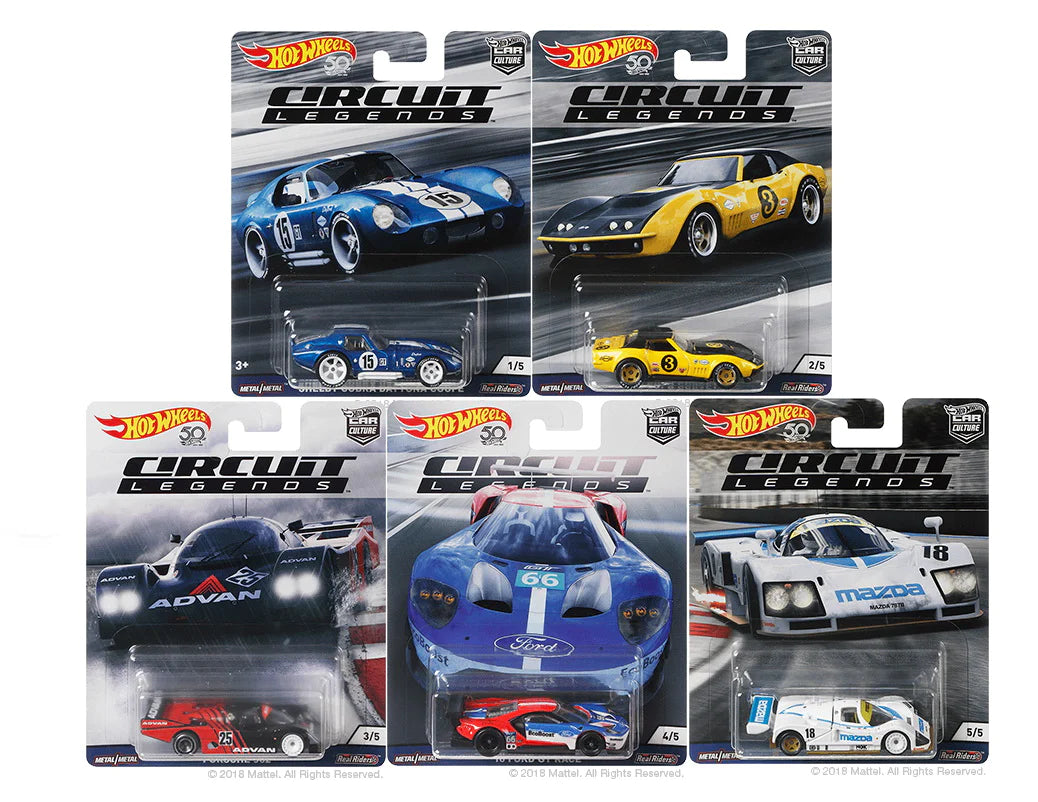Hot Wheels Car Culture Circuit Legends Set Of 5 Redline Diecast