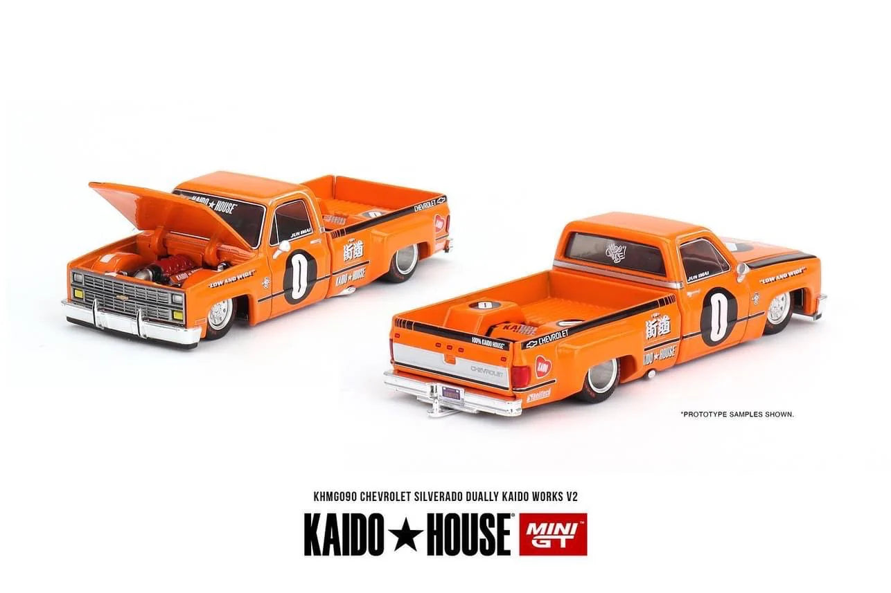 Kaido House x Mini GT Chevrolet Silverado Dually Orange V2 - KHMG090