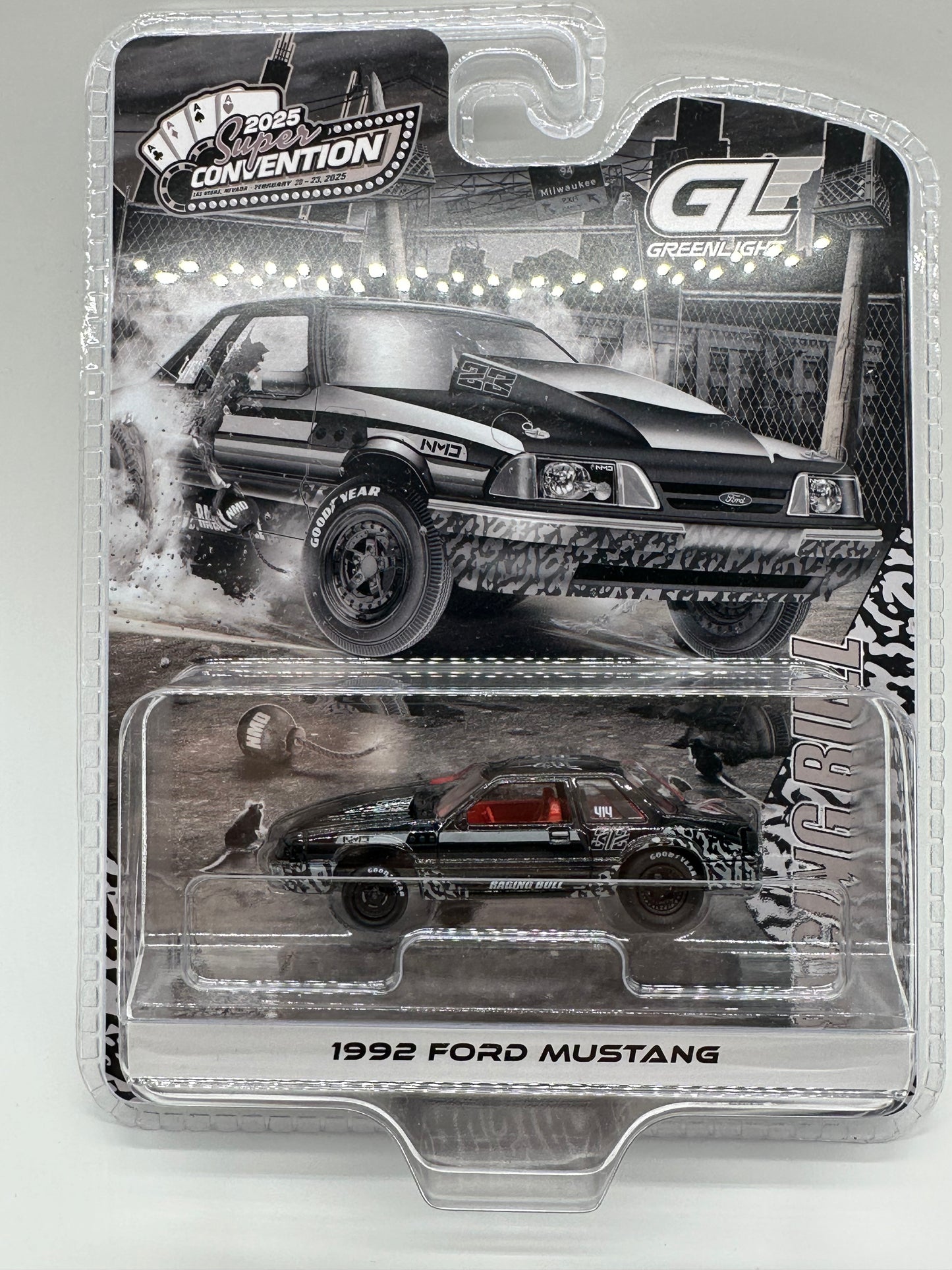 GreenLight 2025 Las Vegas SuperCon 1992 Ford Mustang Drag Stang Raging Bull - 1 Of 500