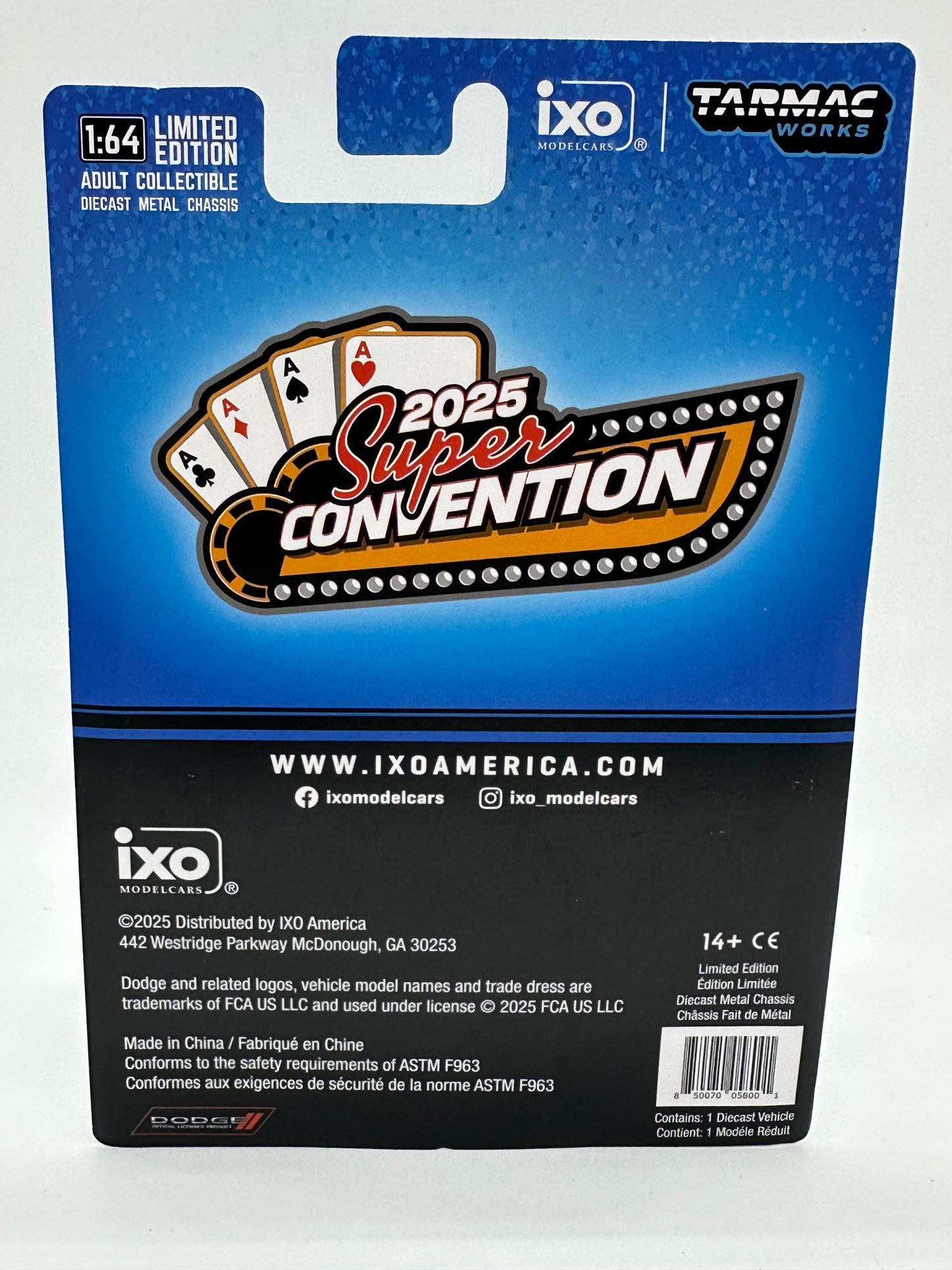IXO / Tarmac Works 2025 Las Vegas SuperCon 2019 Dodge Challenger SRT Hellcat Limited Edition 1 Of 264