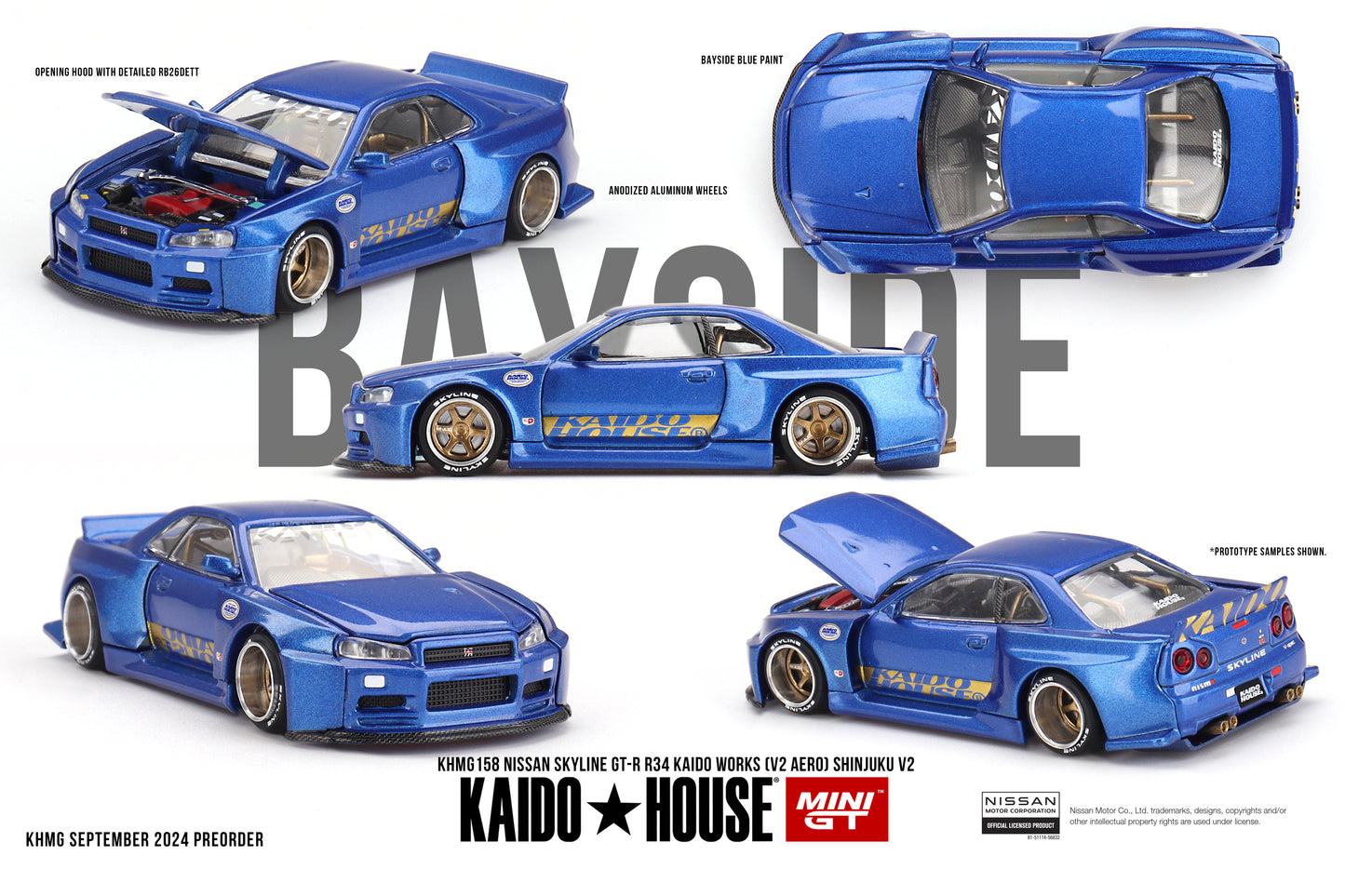 **PRE ORDER** Kaido House x Mini GT Nissan Skyline R34 GTR Kaido Works (V2 Aero) Shinjuku V2 - KHMG158