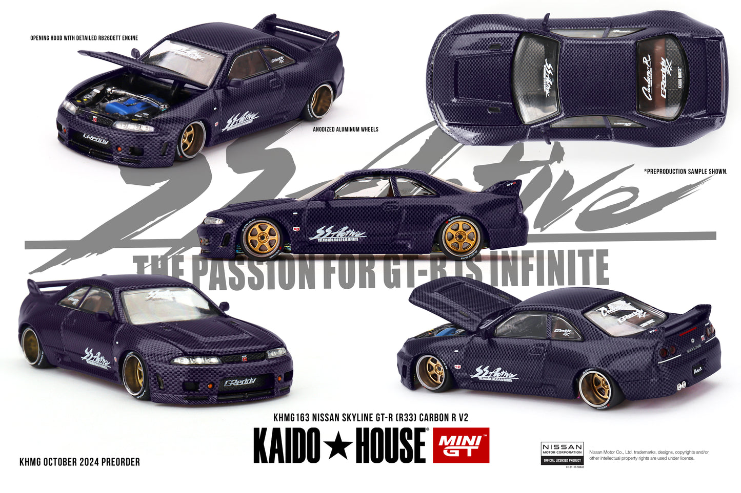 **PRE ORDER** Kaido House x Mini GT Nissan Skyline R33 GTR Carbon R V2 - KHMG163