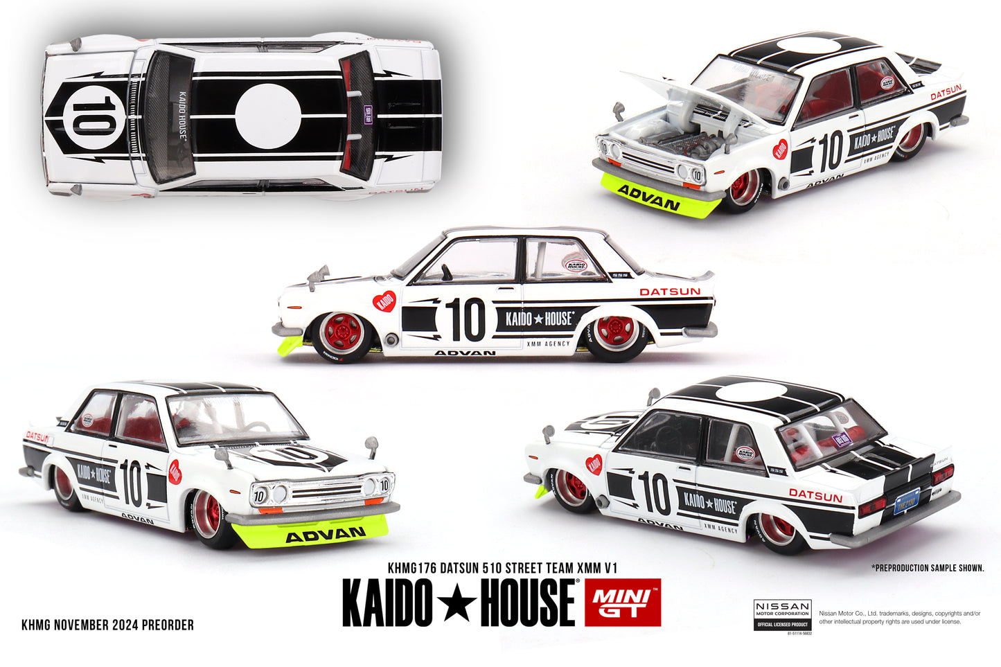 **PRE ORDER** Kaido House x Mini GT Datsun 510 Street Team XMM V1 - KHMG176