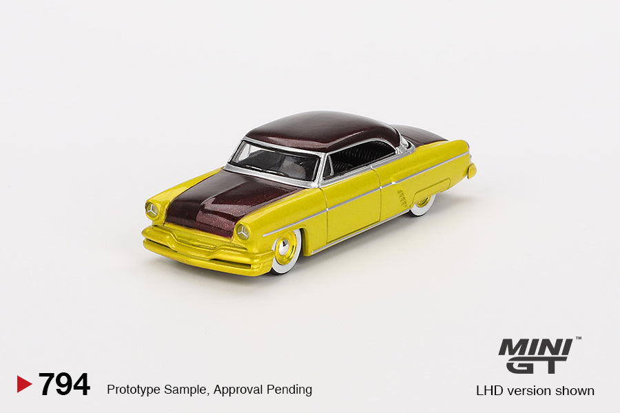 Pre Order Mini GT Lincoln Capri Hot Rod 1954 Lime Yellow
