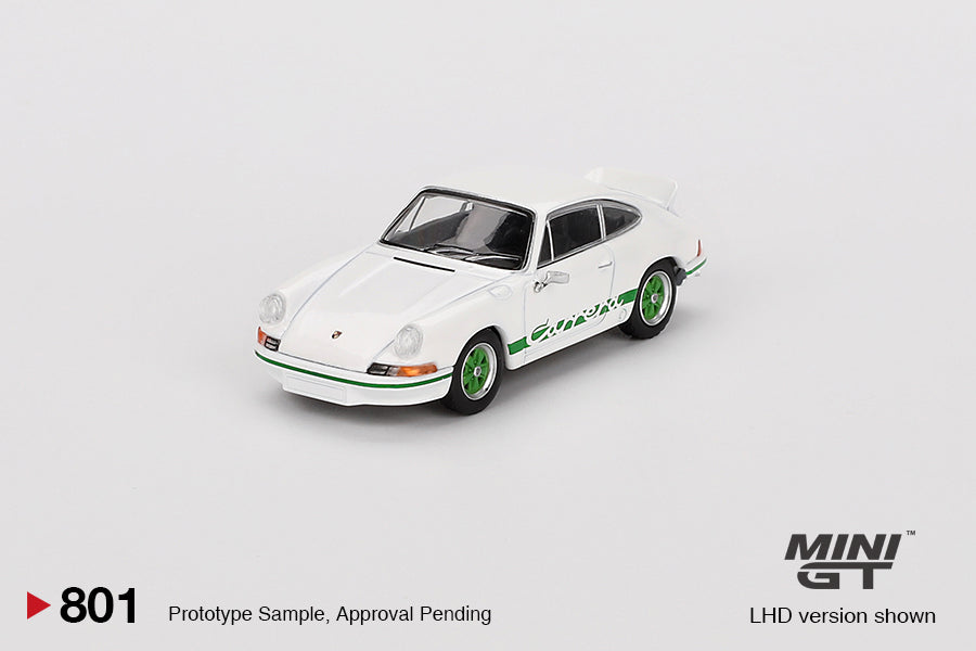 Pre Order Mini GT Porsche 911 Carrera RS 2.7 Grand Prix White with Green Livery