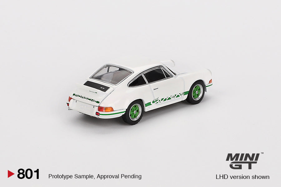 Pre Order Mini GT Porsche 911 Carrera RS 2.7 Grand Prix White with Green Livery