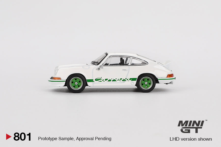 Pre Order Mini GT Porsche 911 Carrera RS 2.7 Grand Prix White with Green Livery
