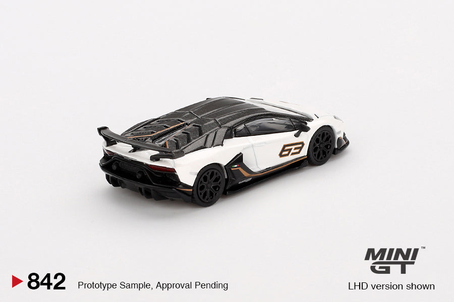 **PRE ORDER** Mini GT Lamborghini Aventador SVJ 63 Bianco Asopo