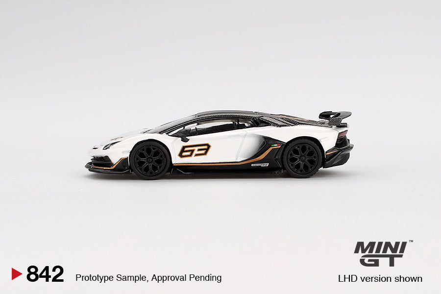 **PRE ORDER** Mini GT Lamborghini Aventador SVJ 63 Bianco Asopo