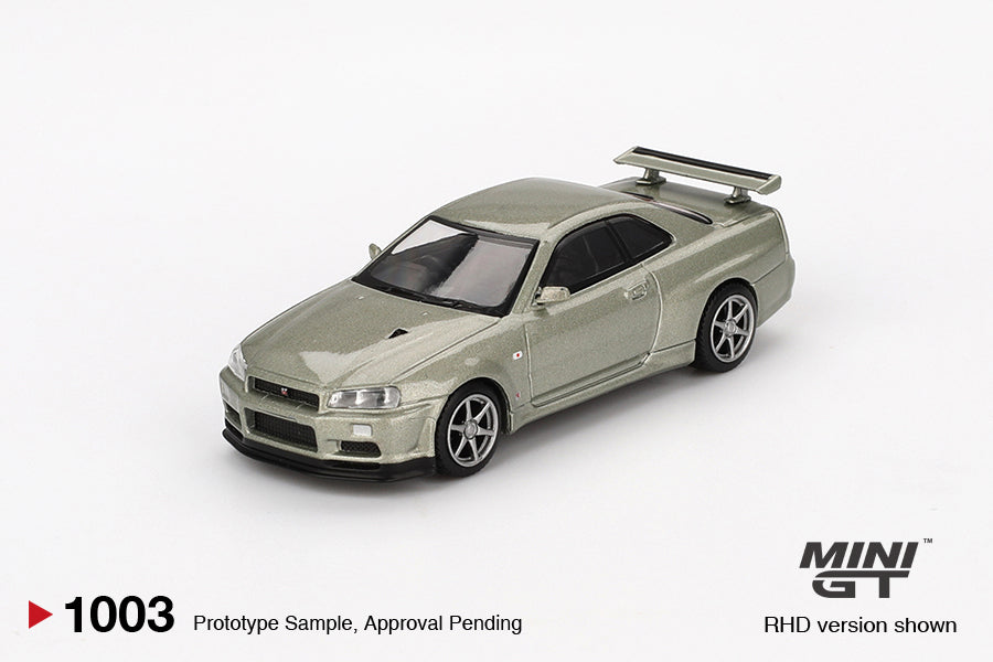 **PRE ORDER Mini GT Nissan Skyline GT-R (R34) V-Spec II Nür - Millenium Jade
