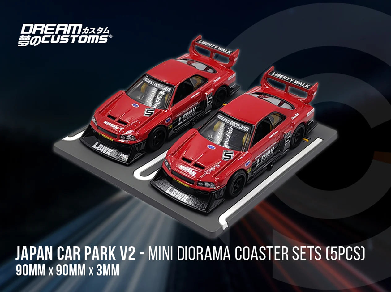 Dream Customs Japan Car Park Mini Diorama Set Of 5 Coasters