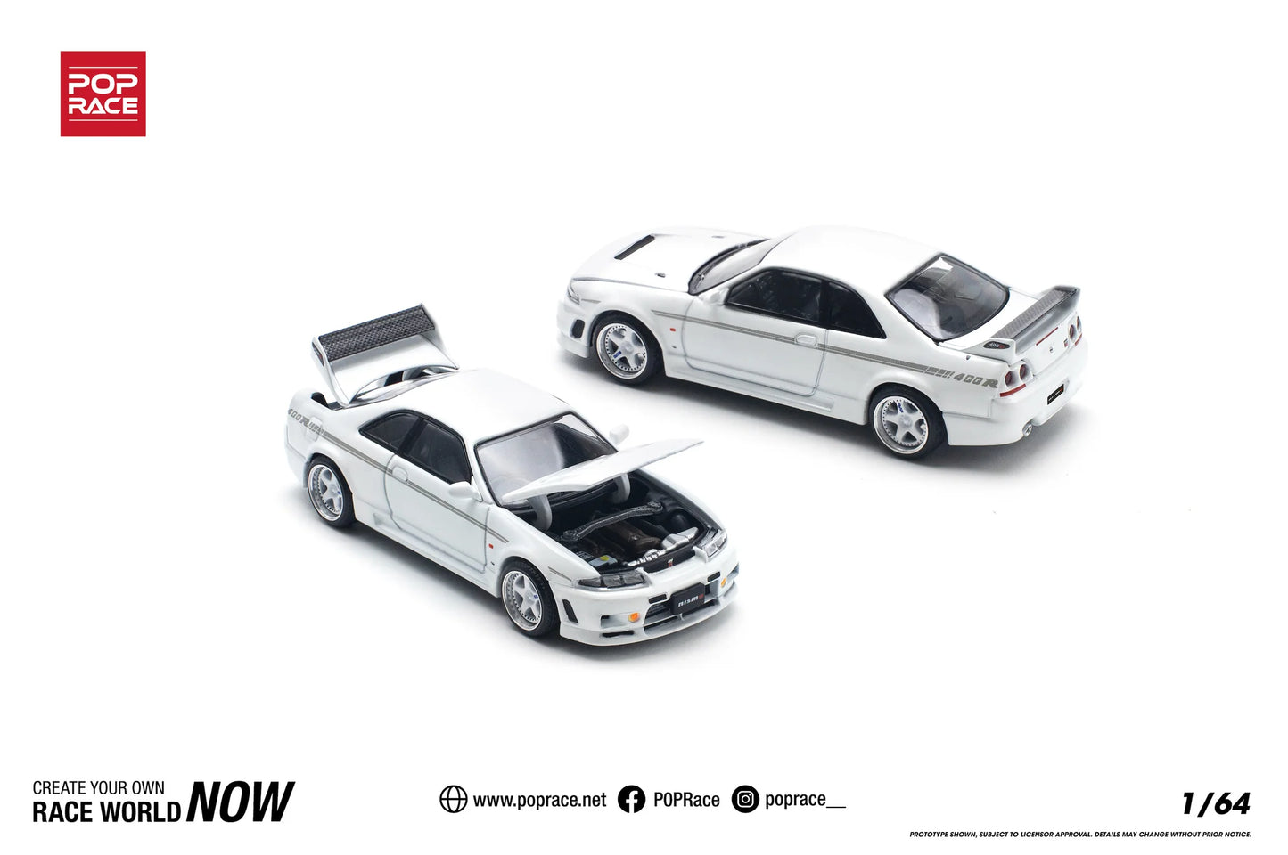 Pop Race Nissan Skyline R33 GTR Nismo White 400R PR64-0052