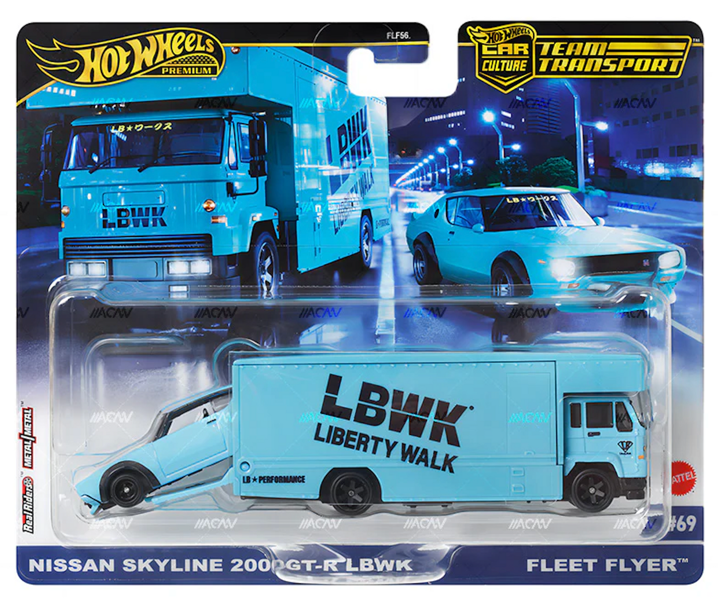 Hot Wheels Premium Team Transport Nissan Skyline 2000 GT-R LBWK #69