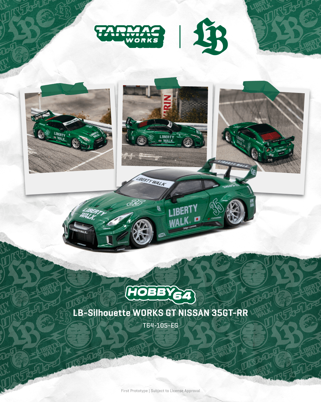 **PRE ORDER** Tarmac Works Hobby64 LB-Silhouette WORKS GT NISSAN 35GT-RR Emerald Green