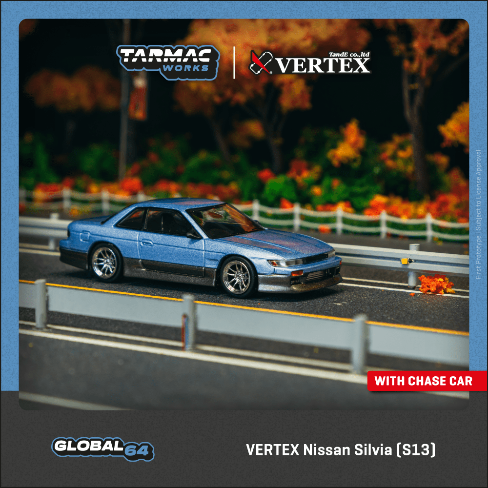 **PRE ORDER** Tarmac Works Nissan Silvia S13 Vertex - Blue / Grey