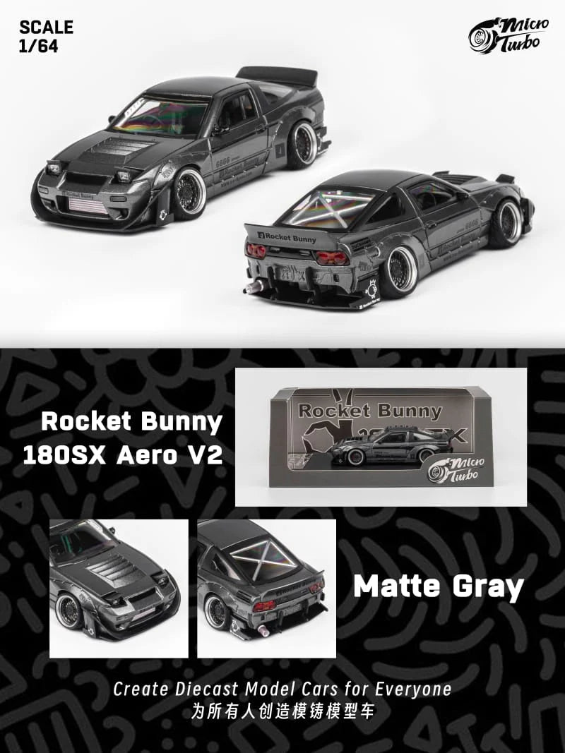 Micro Turbo Rocket Bunny Nissan 180SX Aero V2 - Matte Grey