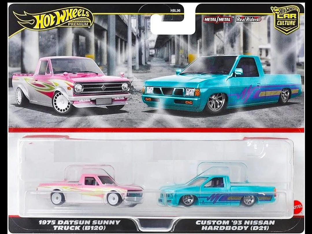 Hot Wheels Premium Twin Pack Datsun Sunny Truck / Custom 93 Nissan Hardbody