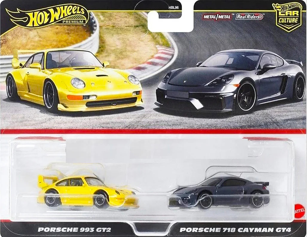 Hot Wheels Premium Twin Pack Porsche 993 GT2 / 718 Cayman GT4