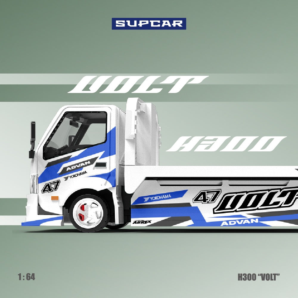 **PRE ORDER** SupCar H300 Flat Transport Trailer Truck ADVAN "Volt" SC647237