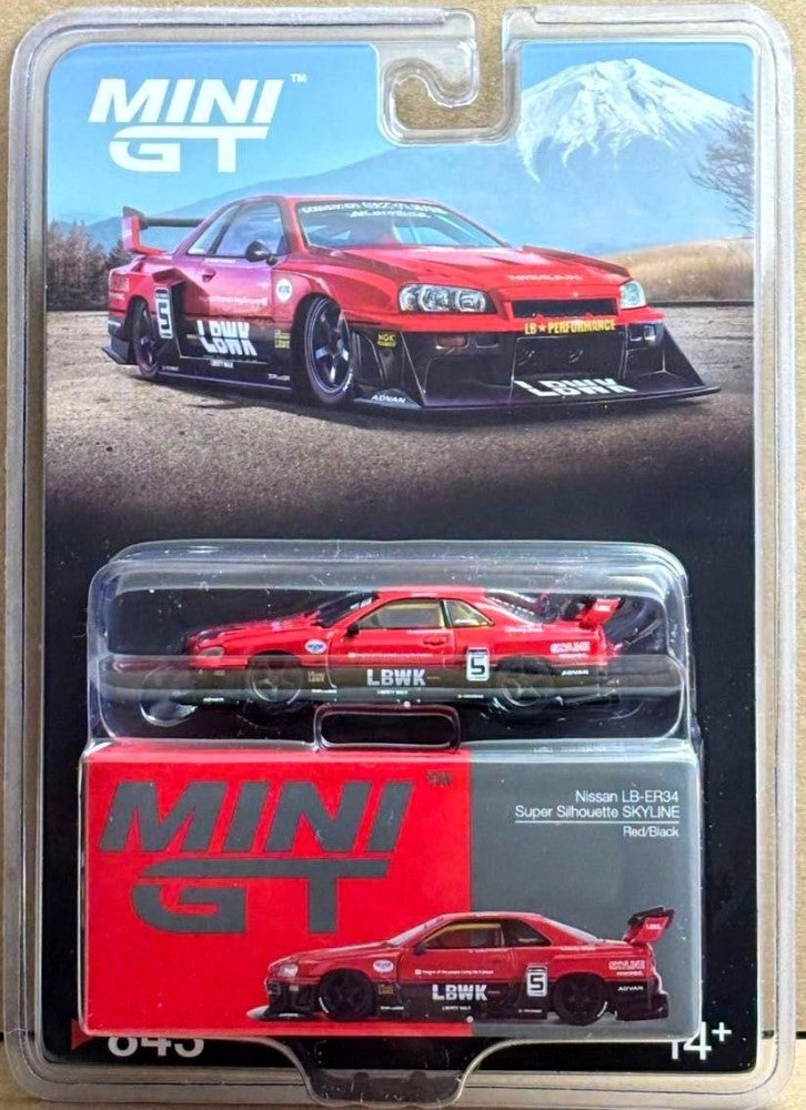Mini GT Nissan LB-ER34 Super Silhouette Skyline Red/Black Blister MGT00843