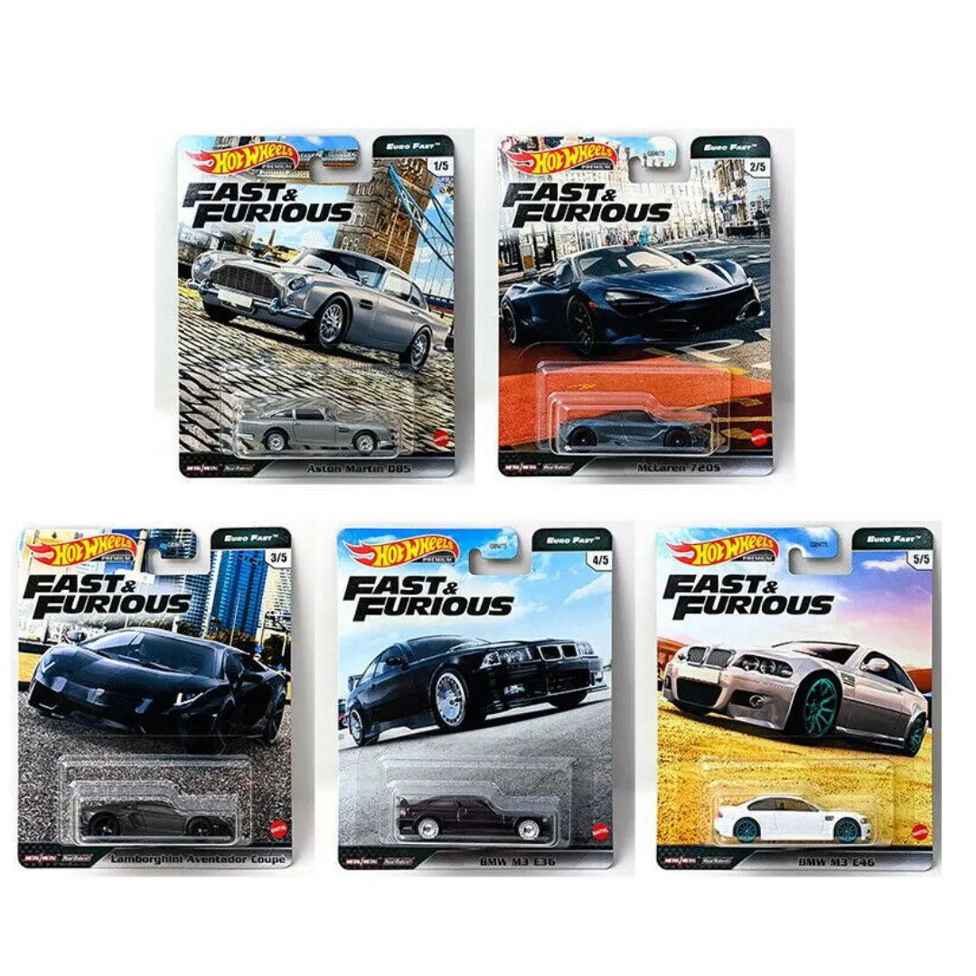 Hot Wheels Premium Fast Furious Euro Fast Set Of 5 Redline Diecast