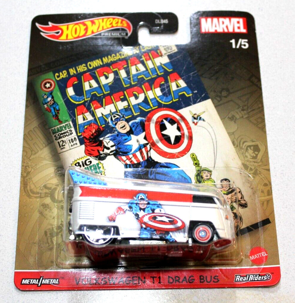 Hot Wheels Premium Pop Culture Marvel Captain America Volkswagen T1 Drag Bus