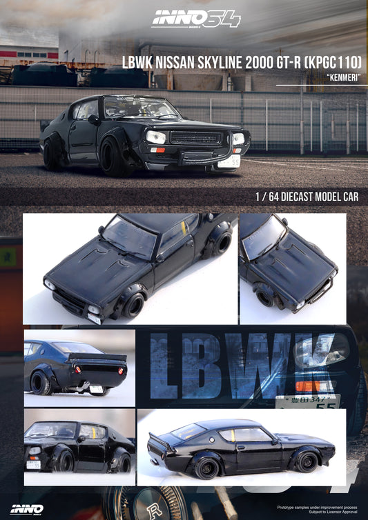 **PRE ORDER** INNO64 Nissan Skyline 2000 GT-R (KPGC110) "KENMERI" Black