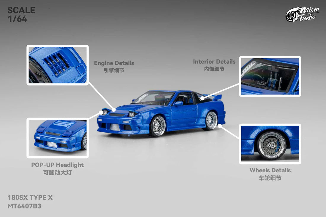 Micro Turbo 180SX Type X Metallic Blue