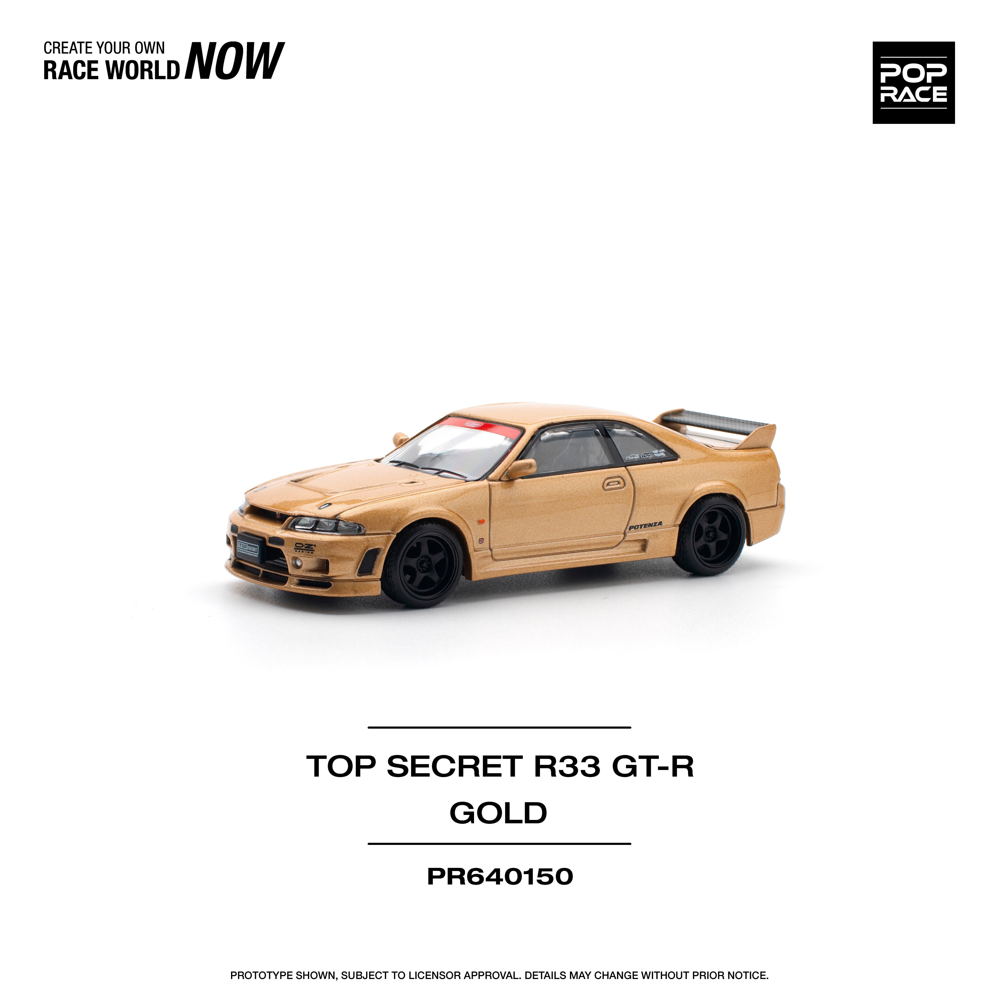 Pop Race Nissan Skyline R33 GTR Top Secret - Gold – Redline Diecast