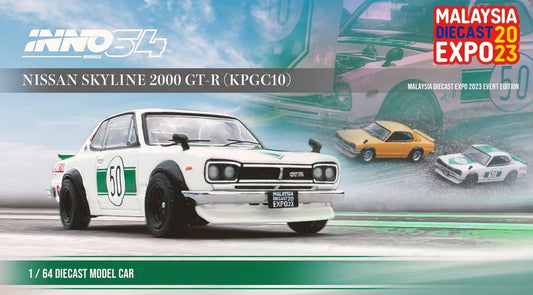 INNO64 Malaysia Diecast Expo 2023 Event Edition Nissan Skyline 2000 GT-R KPGC10 - White