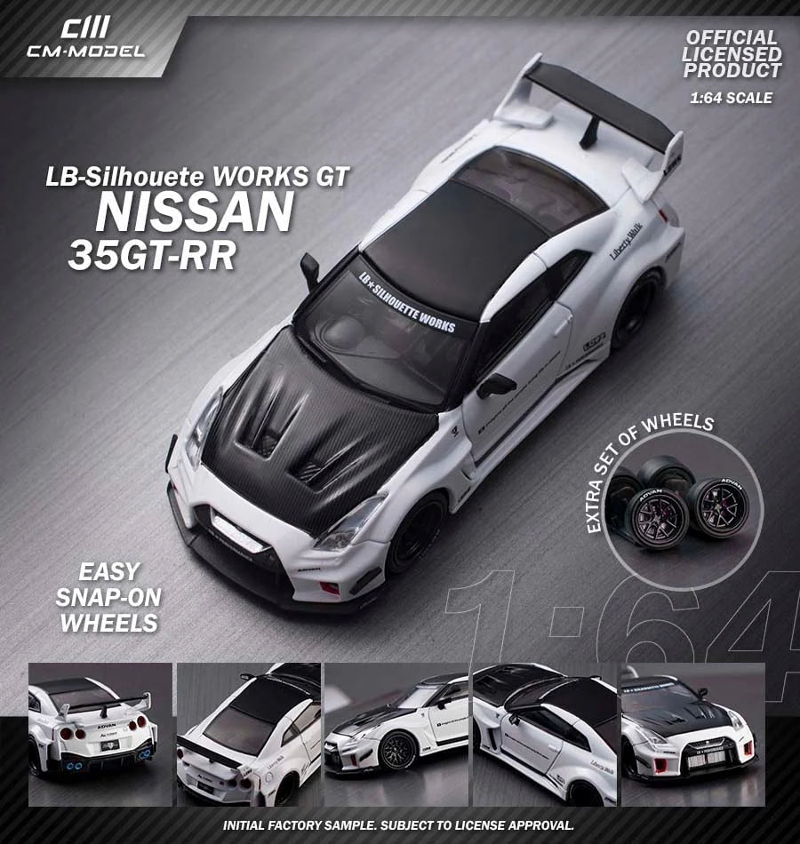 CM Model Nissan R35 GTR - LB Silhouette Works White and Black Carbon