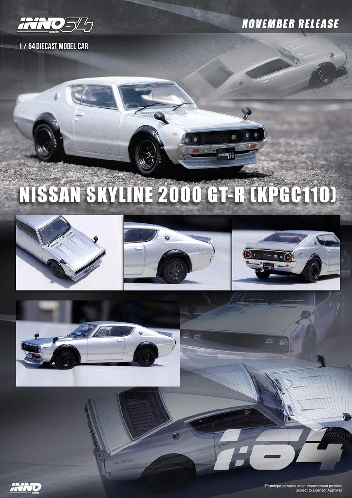 INNO64 Nissan Skyline 2000 GT-R KPGC110 Silver