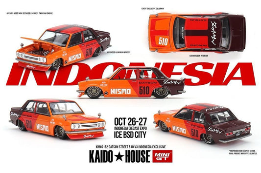 Kaido House x Mini GT 2024 Indonesia Diecast Expo Exclusive IDE11 Datsun Street 510 V3 - Signed By Glen Chou