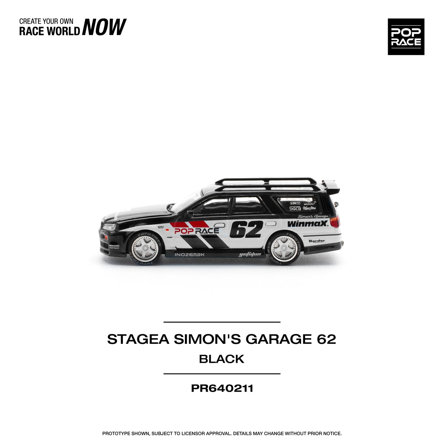**PRE ORDER** Pop Race Nissan Stagea Simon's Garage #62 - Black
