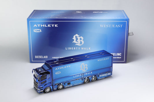 **PRE ORDER** GCD 1:64 Liberty Walk LB-Trucks Mitsubishi Fuso Super Great Transporter LBWK - 2025 Foshan APA XPO Special Limited Edition Chrome Blue - Limited to 800 Pieces