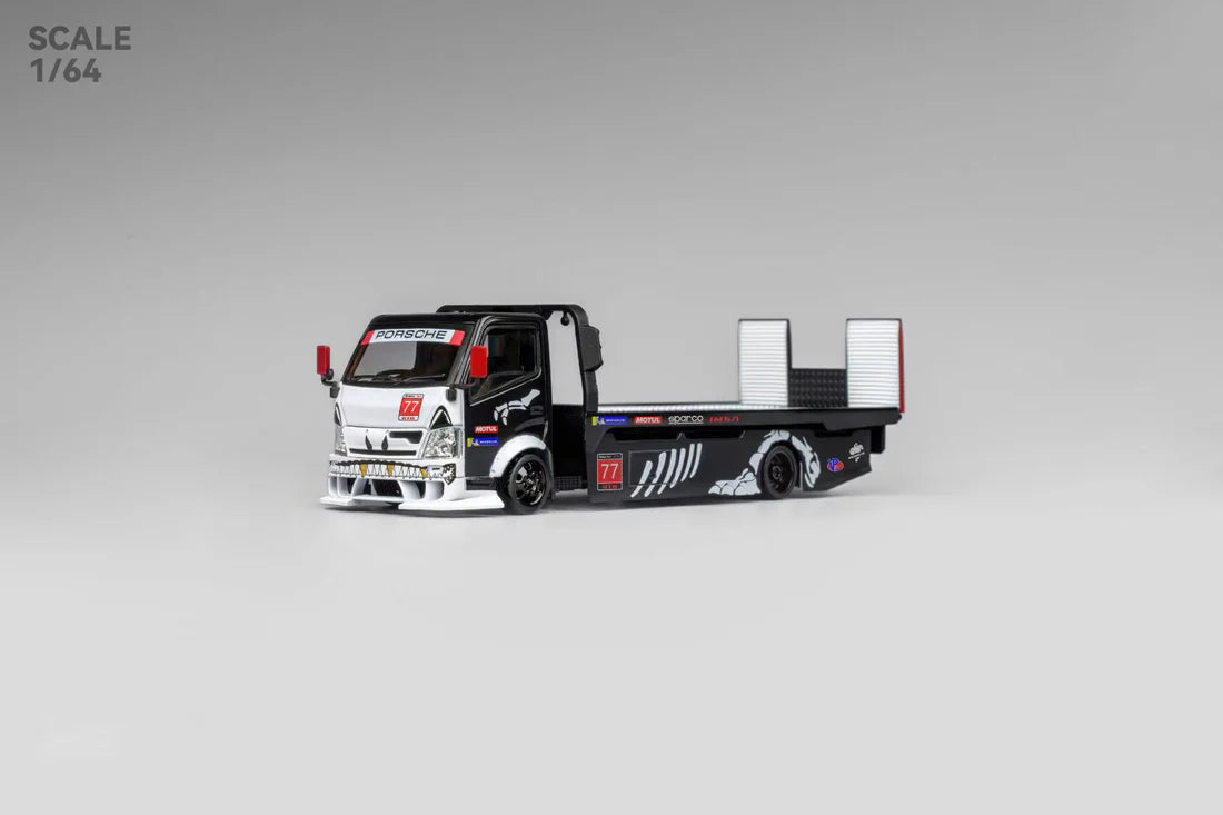 ** PRE ORDER** Micro Turbo Mega Gear Custom Extendable Tow Truck Skeleton Dinosaur Livery Black & White