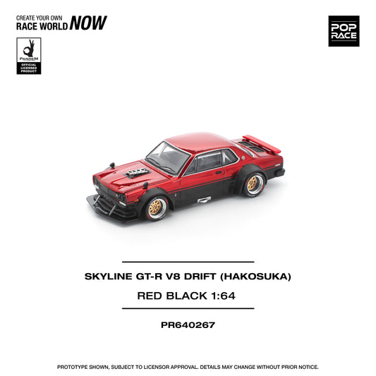 **PRE ORDER** Pop Race Nissan Skyline GT-R V8 Drift Hakosuka - Red / Black